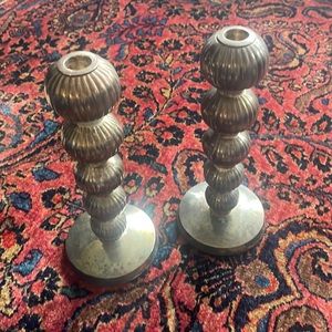 IHI solid brass candlestick pair